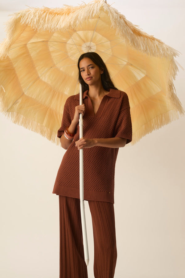 Pull manches courtes Delfy Choco