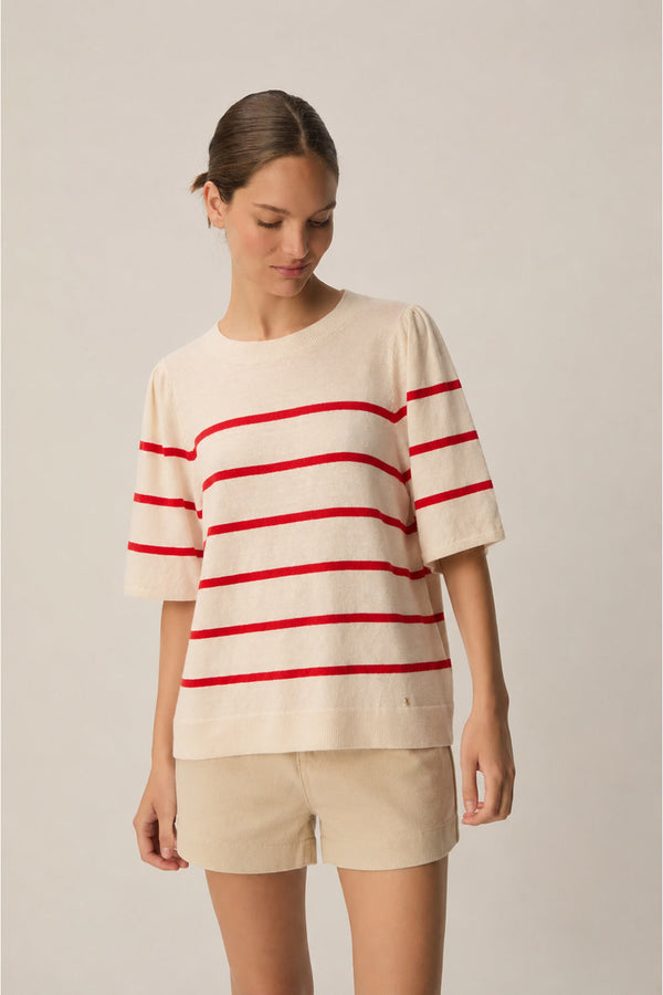 Tee-shirt en maille Bruna Creme/Homard
