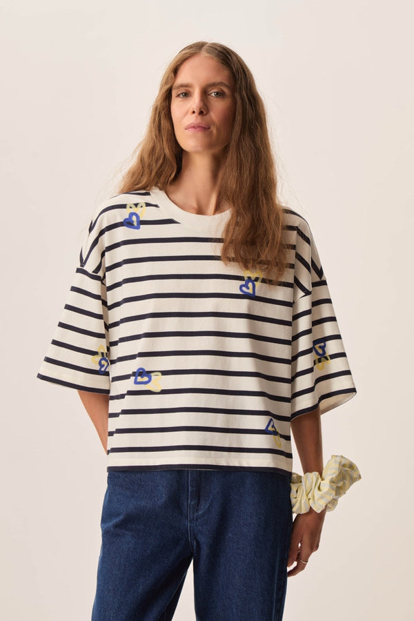 Marinière Fionna Coeur Indigo/Beurre