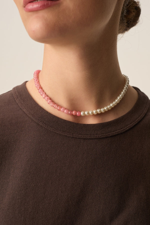Collier Papillote Perle/Rose
